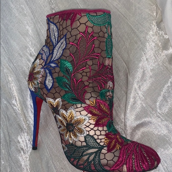 Christian Louboutin Floral Ankle Boots
